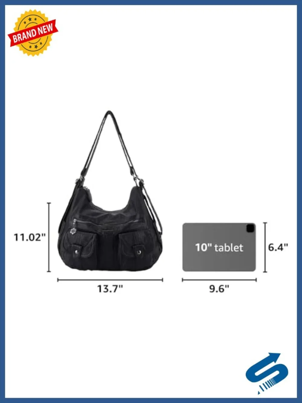 Multifunctional Soft Faux Leather Hobo Backpack Crossbody Handbag with Pockets